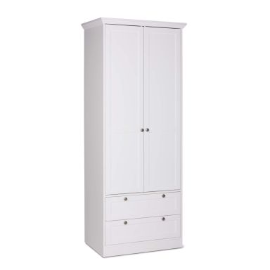 Armoire bébé 2 portes 2 tiroirs en bois blanc - AR7084