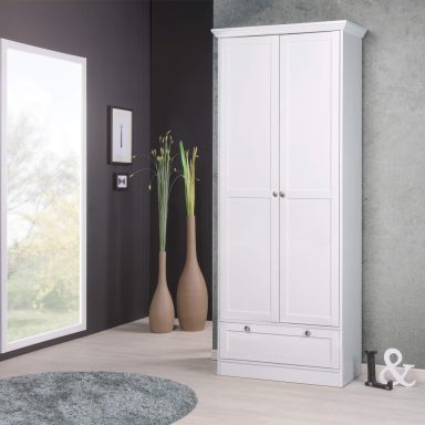 Armoire bébé 2 portes 1 tiroir en bois blanc - AR7084