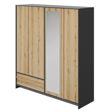Armoire 4 portes 1 tiroir en bois imitation chêne - AR5062