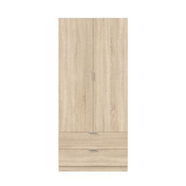 Armoire penderie 2 portes 2 tiroirs en bois - AR17067