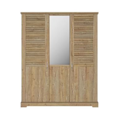 Armoire en bois clair 3 portes avec miroir - AR5070