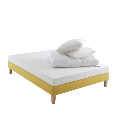 Ensemble matelas junior mousse, sommier, pieds, couette et oreiller Aurore 100 - SOMEO