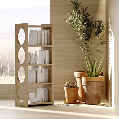 Bibliothèque 5 étagères en bois imitation chêne clair - BI0062