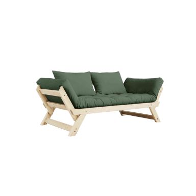 Banquette ajustable BEBOP en pin massif naturel matelas 75x200 + coussins 40x60 inclus