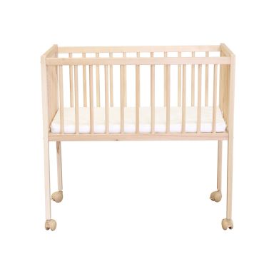 Berceau bois massif verni avec roues et matelas 80x40
