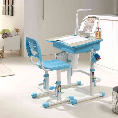 Bureau enfant ajustable en hauteur bleu 301 + chaise - Terre de Nuit