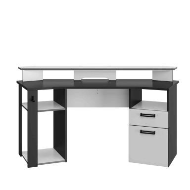 Bureau en bois gris anthracite et blanc - BU5054 FOND BLANC