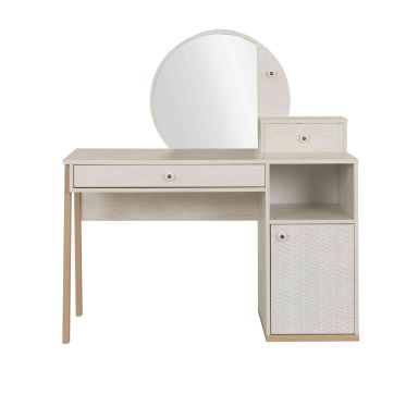  Bureau enfant 1 porte 1 tiroir avec miroir en bois imitation chêne blanchi - BU5058 FOND BLANC