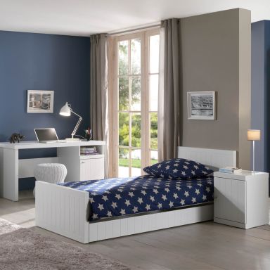 Chambre Complète Enfant en Bois Blanc 90x200 CB2002