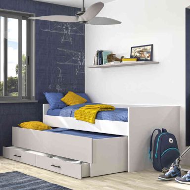 Chambre complète enfant en bois gris et blanc - CB5026-1