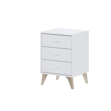 Chevet 3 tiroirs style scandinave en bois blanc - CO17051