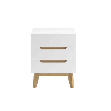 Chevet 3 tiroirs en bois blanc et chêne - CH16012