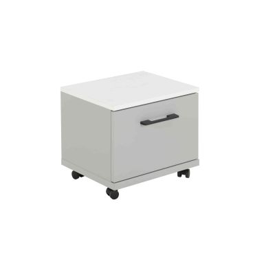 Chevet à roulettes en bois gris et blanc - CH5026
