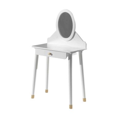 Coiffeuse enfant 1 tiroir avec miroir en bois blanc - CF2035