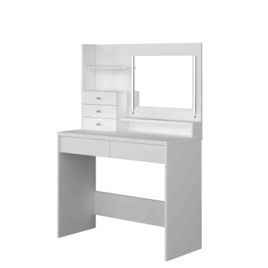 Coiffeuse 3 tiroirs avec miroir en bois blanc - CF9030
