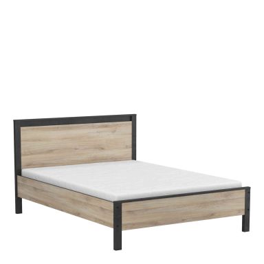 Lit 140x190 en bois imitation chêne kronberg - LT179