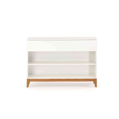 Commode 1 tiroir 2 étagères en bois massif blanc - CF0031