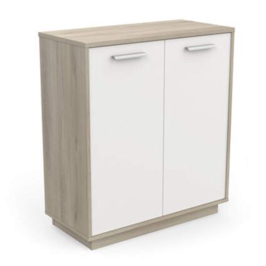 Commode 2 portes en bois imitation chêne kronberg et blanc - CO196