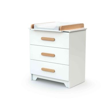 Commode bébé en bois blanc 3 tiroirs + plan à langer GAVROCHE 50x70