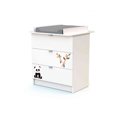 Commode bébé en bois 3 tiroirs + plan à langer PANDA