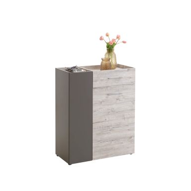 Commode 2 portes 1 tiroir coloris chêne sable et lava - CO13059