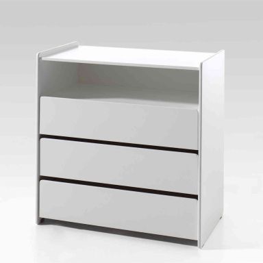 Commode 3 tiroirs bois blanc laqué - Terre de nuit