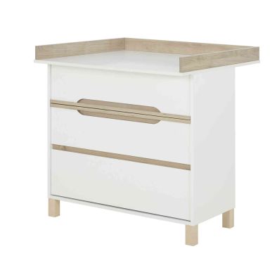 Commode bébé 3 tiroirs avec plan à langer en bois blanc - CO5048-2