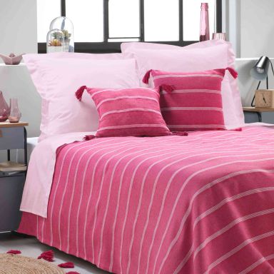 Couvre-lit coton jacquard Jakady rose