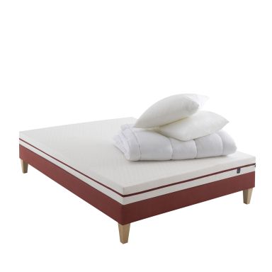 Ensemble matelas junior 100% latex, sommier, pieds, couette et oreiller Crépuscule 200 - SOMEO