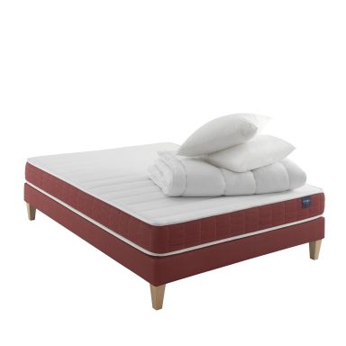 Ensemble matelas couchage latex, sommier, pieds, couette et oreiller Crépuscule 400 - SOMEO