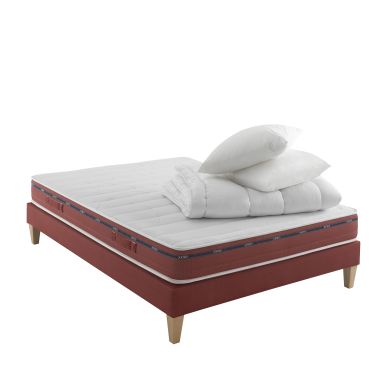 Ensemble matelas 100% latex, sommier, pieds, couette et oreiller Crépuscule 500 - SOMEO