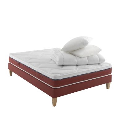 Ensemble matelas 100% latex, sommier, pieds, couette et oreiller Crépuscule 600 - SOMEO