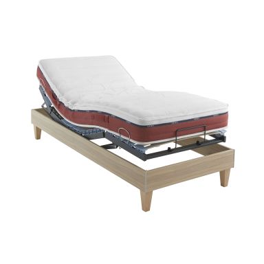 Ensemble matelas relaxation 100% latex, sommier TPR, pieds Crépuscule 600 - SOMEO