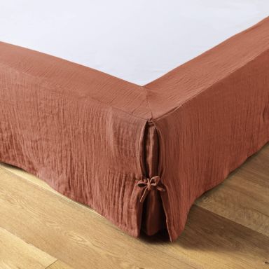 Cache sommier double gaze de coton orange terracotta