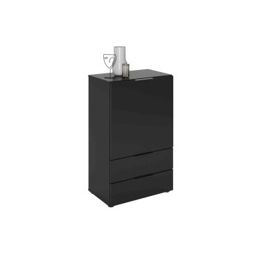 Commode 1 porte 2 tiroirs en bois noir satiné - CO13034-3