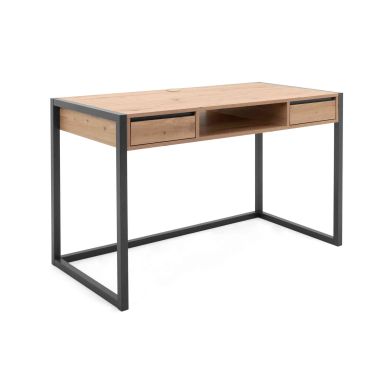 Bureau 2 tiroirs en bois imitation chêne - BU7109