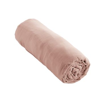 Drap housse double gaze de coton rose