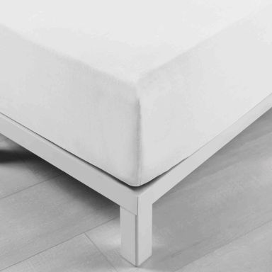 Drap housse coton lavé Stonalia blanc bonnet 30 cm