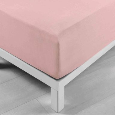 Drap housse coton lavé Stonalia rose bonnet 30 cm