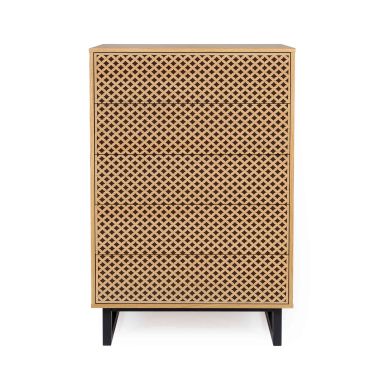 Commode 5 tiroirs en bois imitation chêne - CF0029