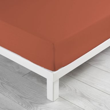 Drap housse coton lavé Linette Terracotta