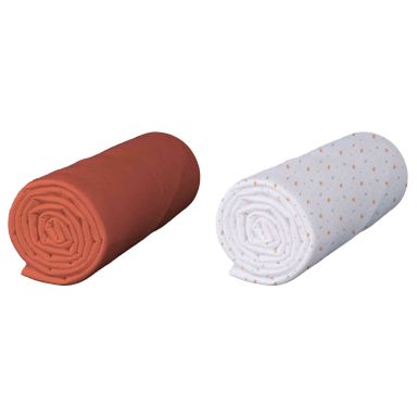 Lot de 2 draps housses bébé en jersey bio orange poterie imprimé renard