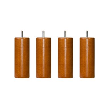 4 pieds cylindriques bois merisier 15 cm