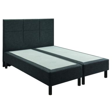 Ensemble boxspring sommier à ressorts + tête de lit + pieds gris chiné Epeda ENCHANTEUR