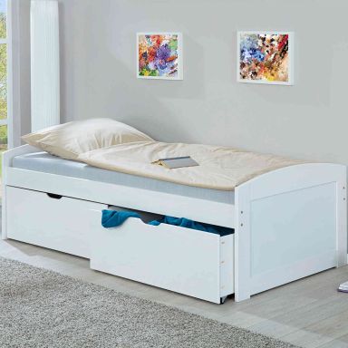 Lit tiroir enfant en bois massif blanc 90x200 - LT12010