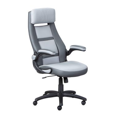 Chaise de bureau réglable simili cuir gris clair - FT12083