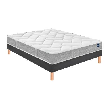 Ensemble matelas mousse clear, sommier en kit déco et pieds