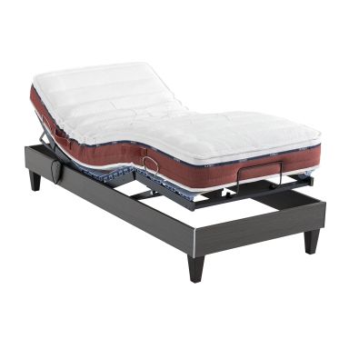 Ensemble matelas relaxation 100% latex, sommier TPR et pieds Crépuscule 600 - SOMEO