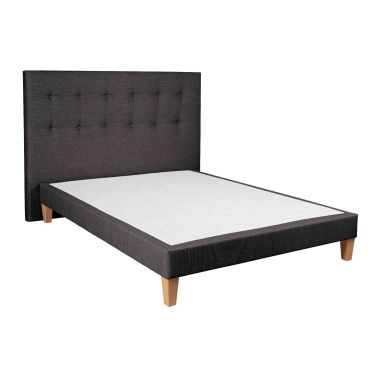 Ensemble sommier déco + tête de lit capitonnée gris foncé chiné Someo