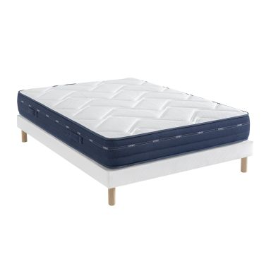 Ensemble matelas ressorts et mémoire de forme, sommier Lune et pieds Rêve 500 - SOMEO